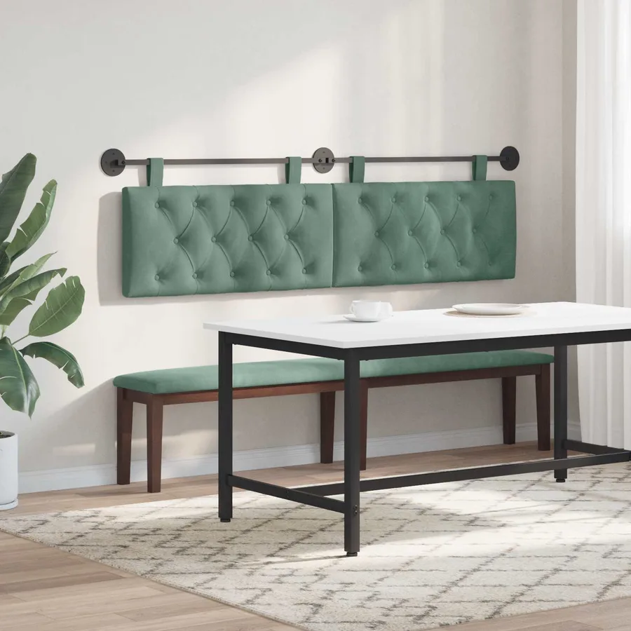 Tête de lit suspendue Avec lumière LED Vert Mer Velours - 4