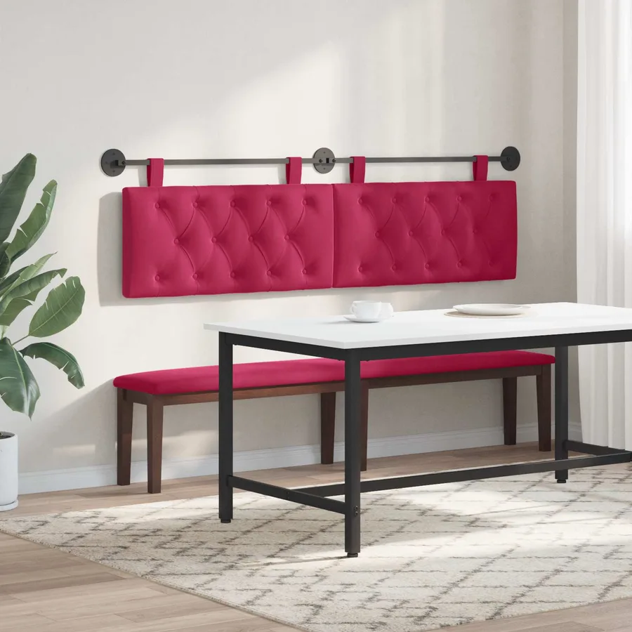 Tête de lit suspendue Avec lumière LED Bordeaux Velours - 4