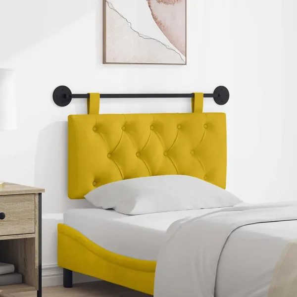 Tête de lit suspendue Avec lumière LED Jaune Velours