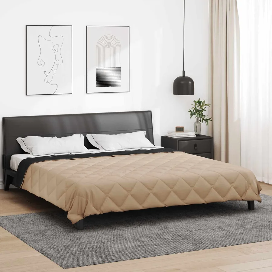 Duvet d'été simple Noir et Taupe 220 x 200 cm Microfibre - 4