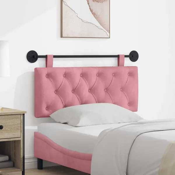 Tête de lit suspendue Avec lumière LED Rose Velours