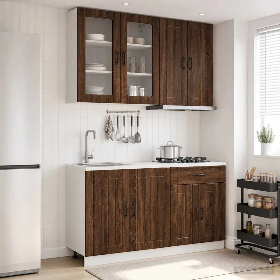 Unité de cuisine LUCCA 4 pcs Chêne brun Bois d'ingénierie
