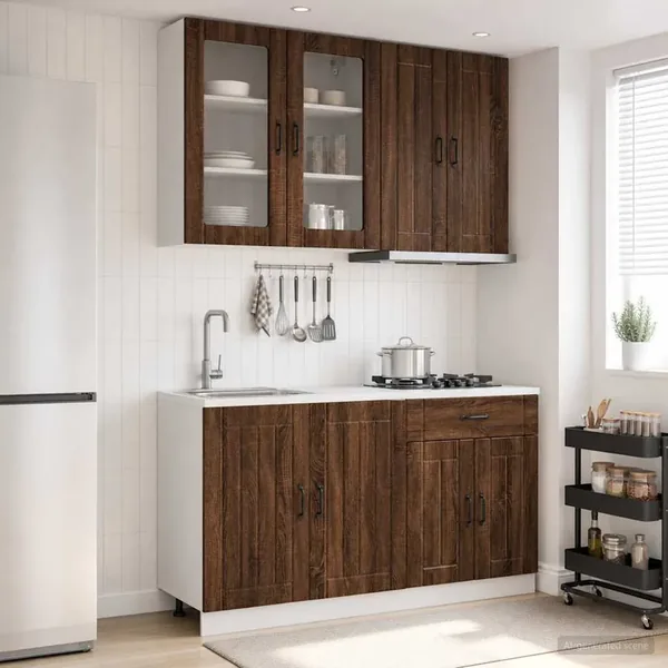 Unité de cuisine LUCCA 4 pcs Chêne brun Bois d'ingénierie