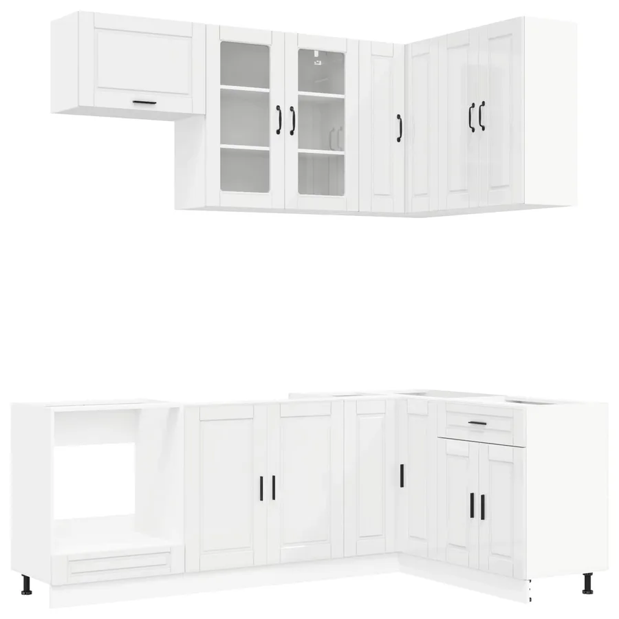 Unité de cuisine PORTO 8 pcs Blanc brillant Bois d'ingénierie - 2
