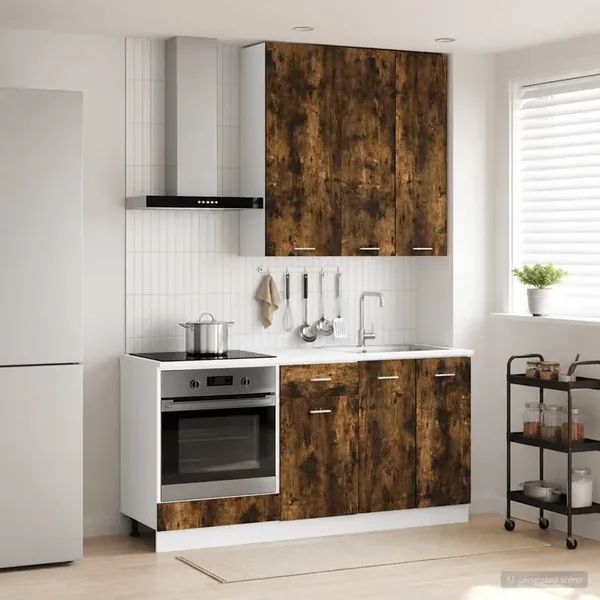 Unité de cuisine LYON 5 pcs Chêne fumé Bois d'ingénierie