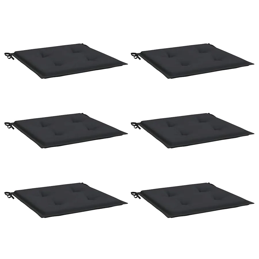 Coussins de chaise jardin lot de 6 noir 40x40x4 cm tissu oxford - 3