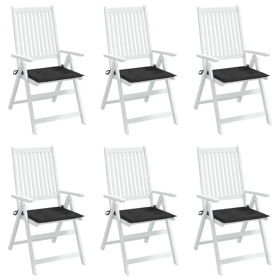 Coussins de chaise jardin lot de 6 noir 40x40x4 cm tissu oxford - 4