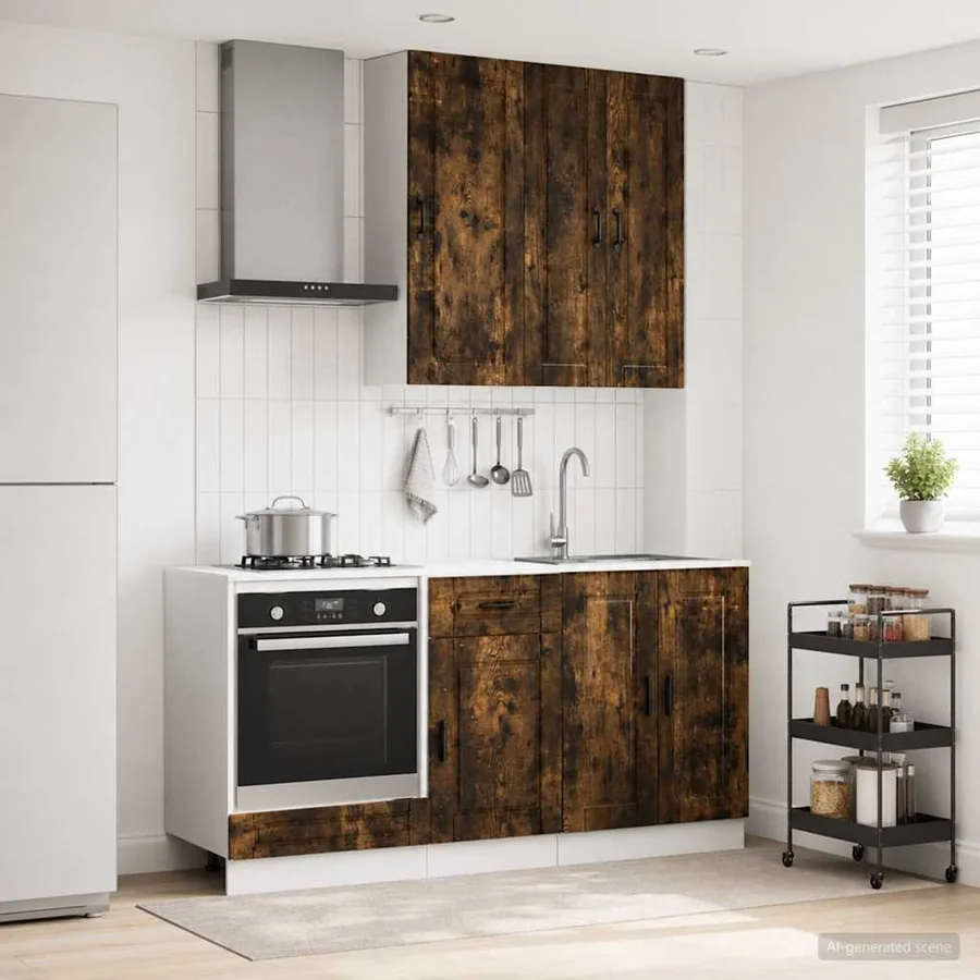 Unité de cuisine PORTO 5 pcs Chêne fumé Bois d'ingénierie