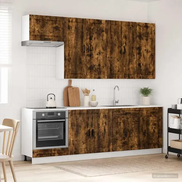 Unité de cuisine PORTO 8 pcs Chêne fumé Bois d'ingénierie