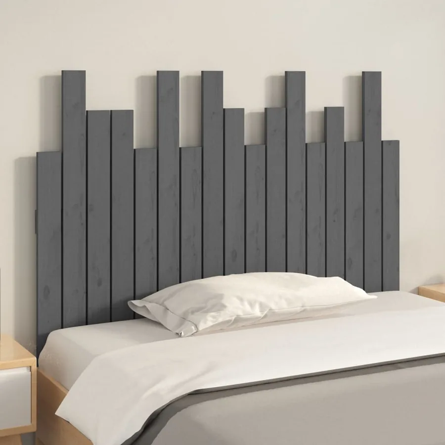 Tête de lit murale Gris 108x3x80 cm Bois massif de pin - 3