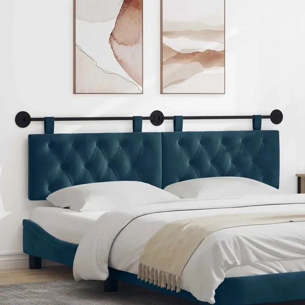 Tête de lit suspendue Avec lumière LED Bleu Velours
