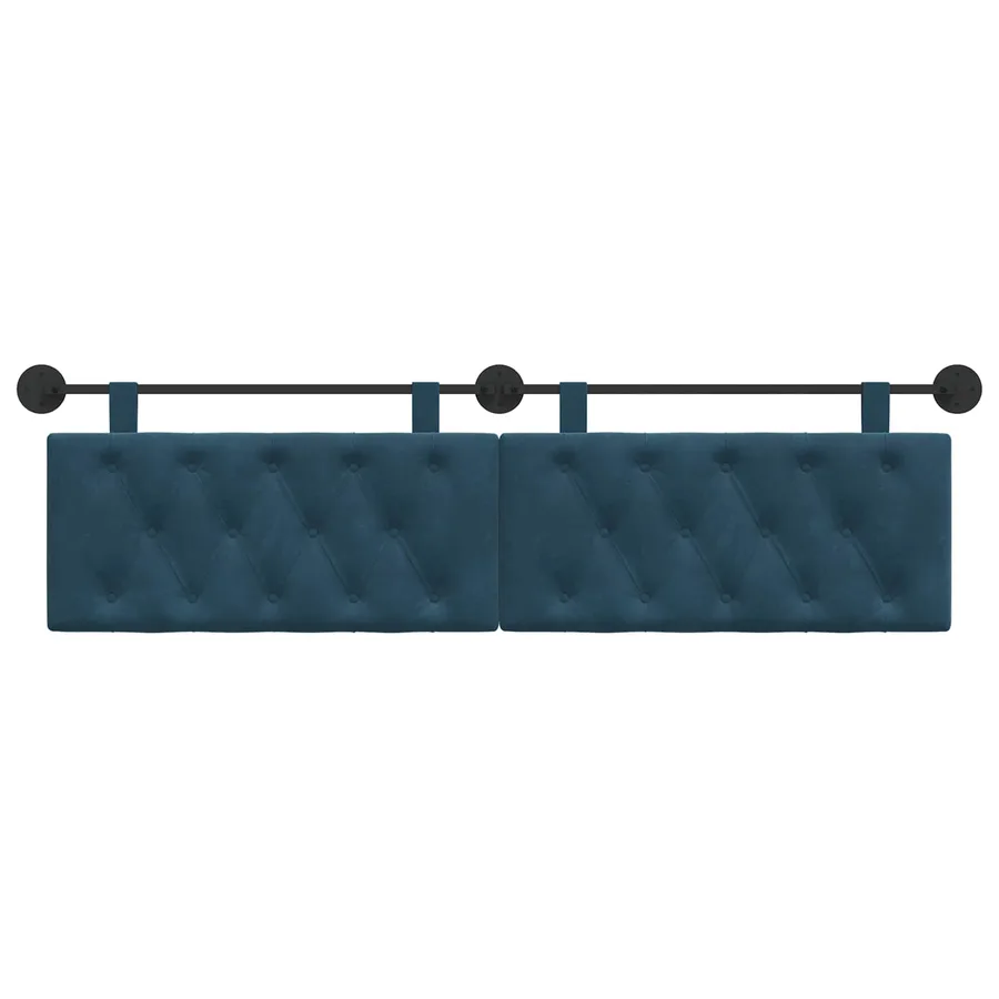 Tête de lit suspendue Avec lumière LED Bleu Velours - 5