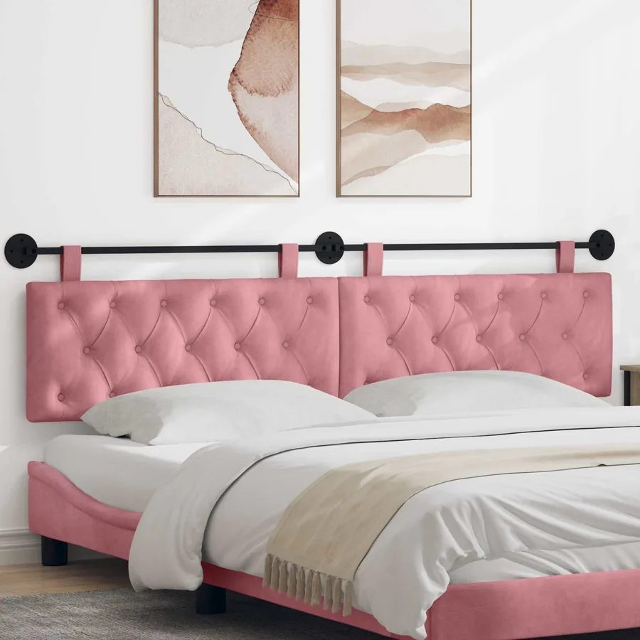 Tête de lit suspendue Avec lumière LED Rose Velours