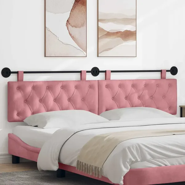 Tête de lit suspendue Avec lumière LED Rose Velours