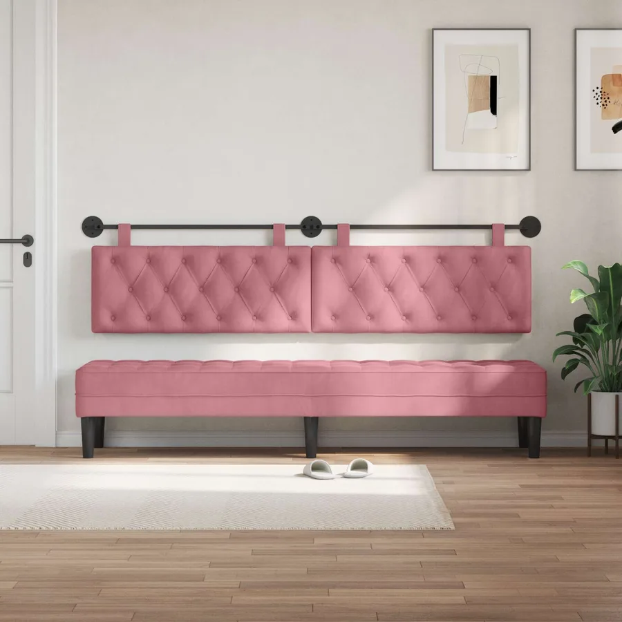 Tête de lit suspendue Avec lumière LED Rose Velours - 3