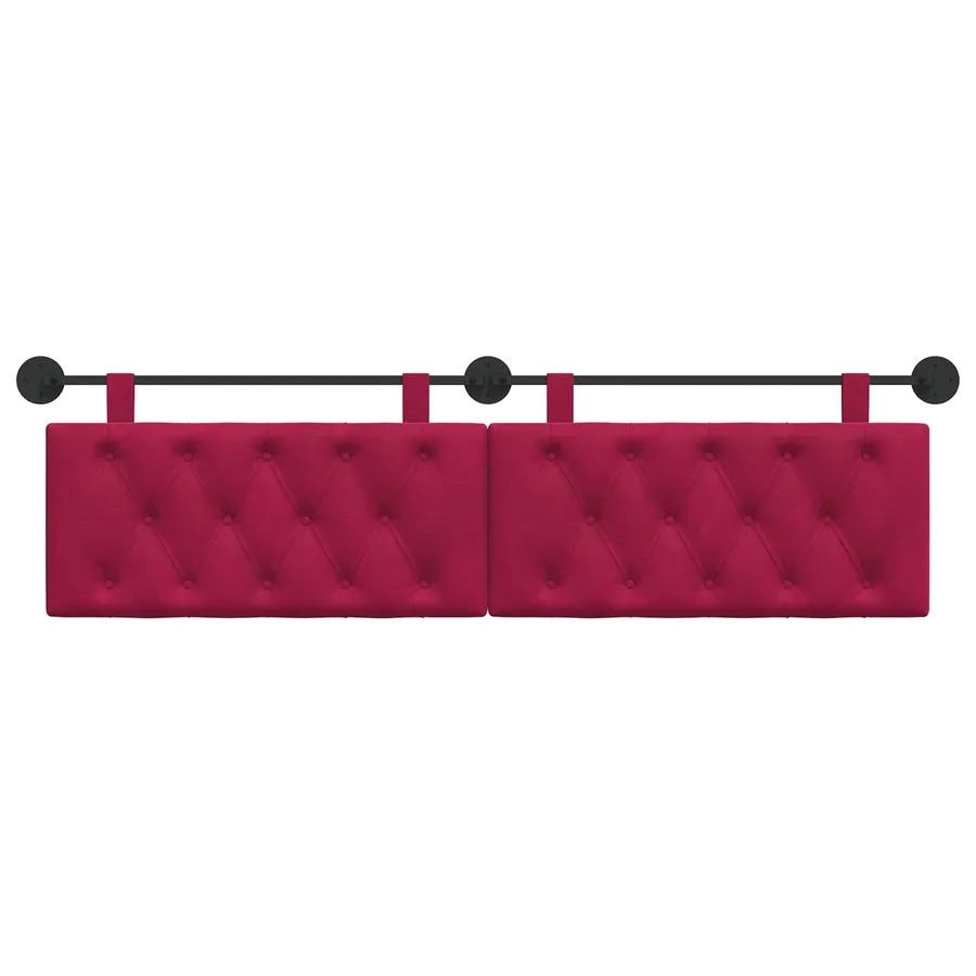 Tête de lit suspendue Avec lumière LED Bordeaux Velours - 5