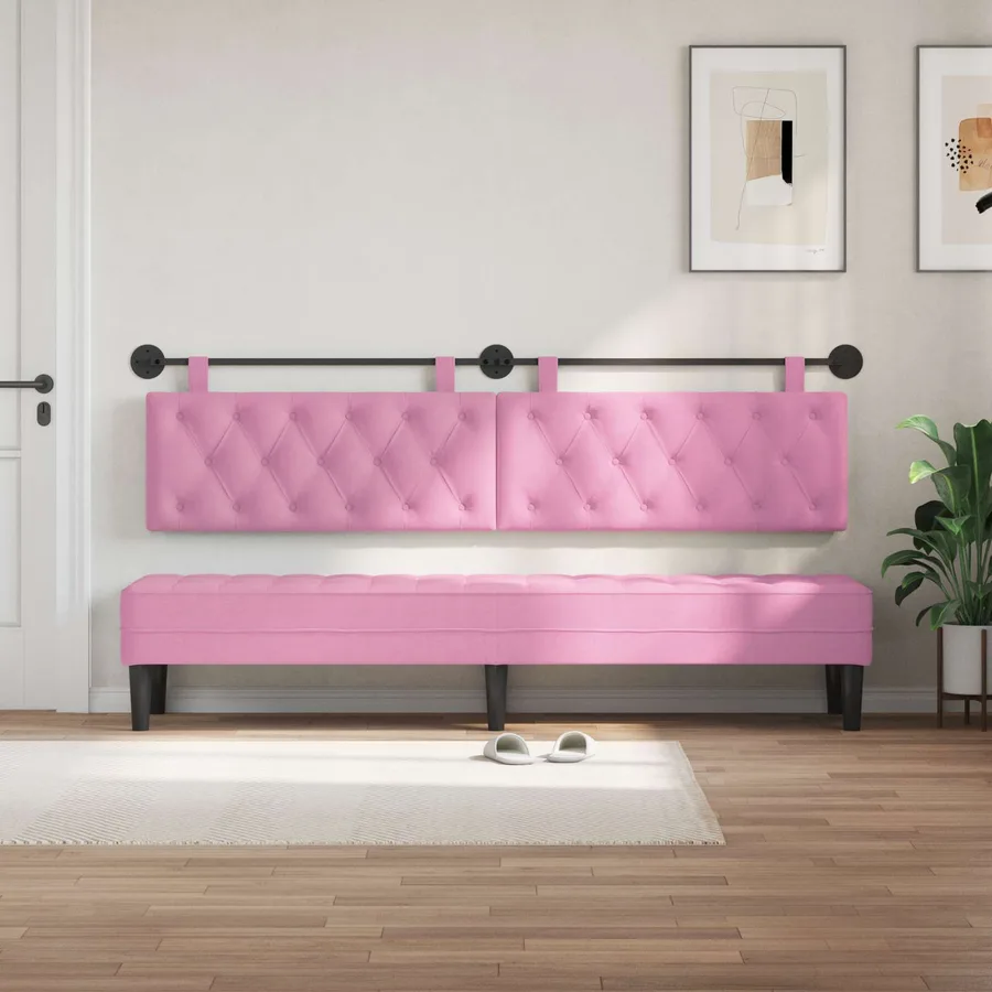 Tête de lit suspendue Rose Tissu - 3