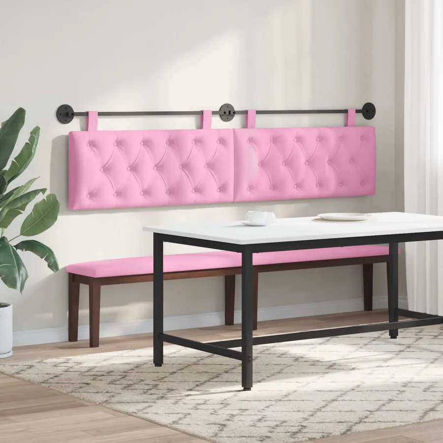 Tête de lit suspendue Rose Tissu - 4