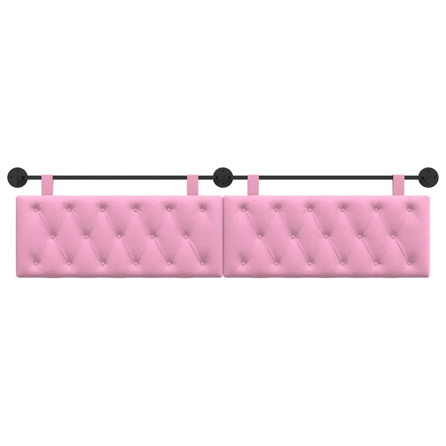 Tête de lit suspendue Rose Tissu - 5