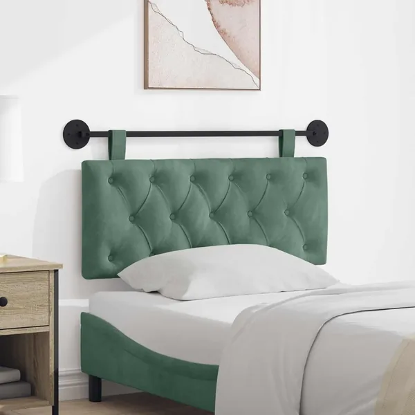 Tête de lit suspendue Avec lumière LED Vert Mer Velours