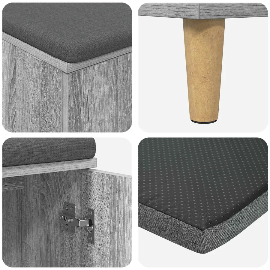 Banc d'entrée avec coussin Gris Sonoma 100 x 38 x 46 cm - 9