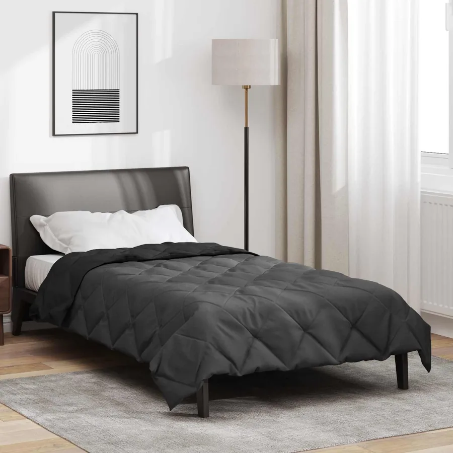 Duvet d'été simple Noir et anthracite 220 x 140 cm Microfibre