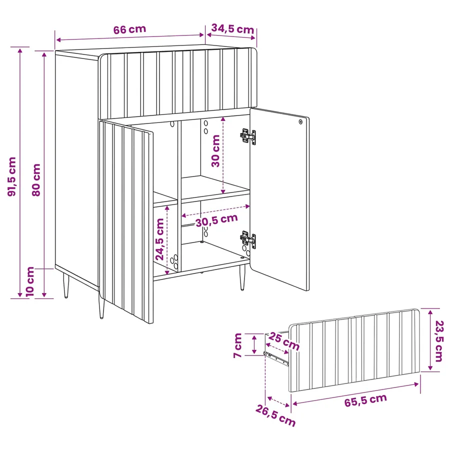 Buffet Blanc 66 x 34,5 x 92 cm Bois d'ingénierie - 11
