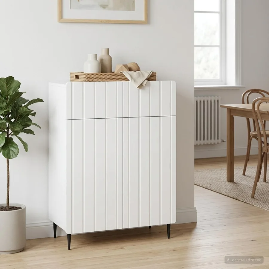Buffet Blanc 66 x 34,5 x 92 cm Bois d'ingénierie - 4