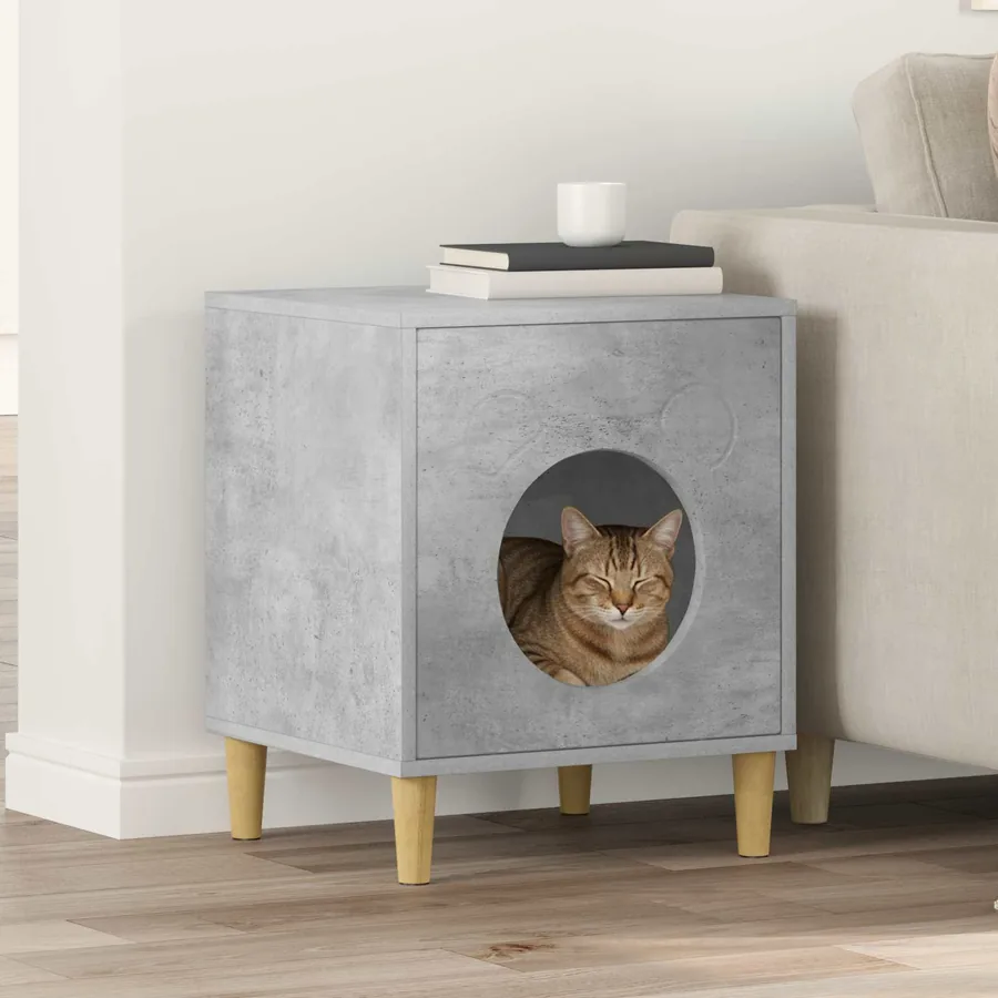 Maison pour chat Béton 42,5 x 40 x 53 cm Bois d'ingénierie