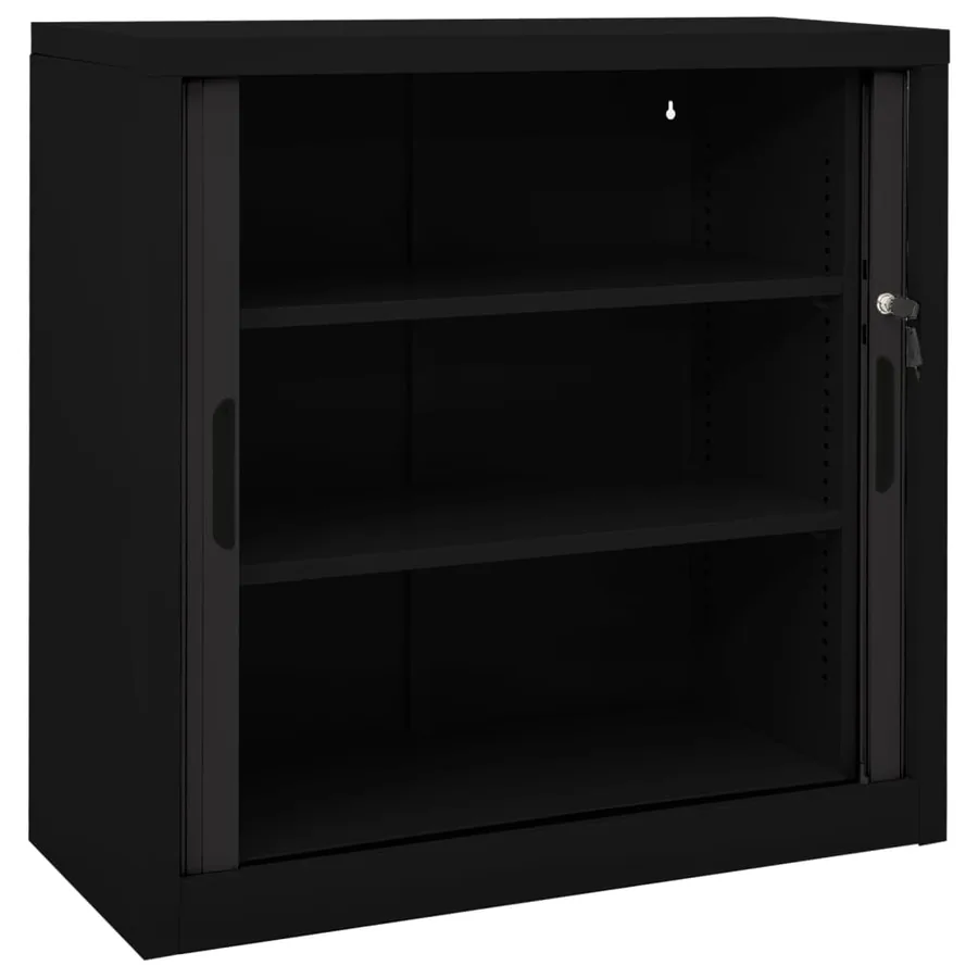 Armoire à portes coulissantes Noir 90x40x90 cm Acier - 6