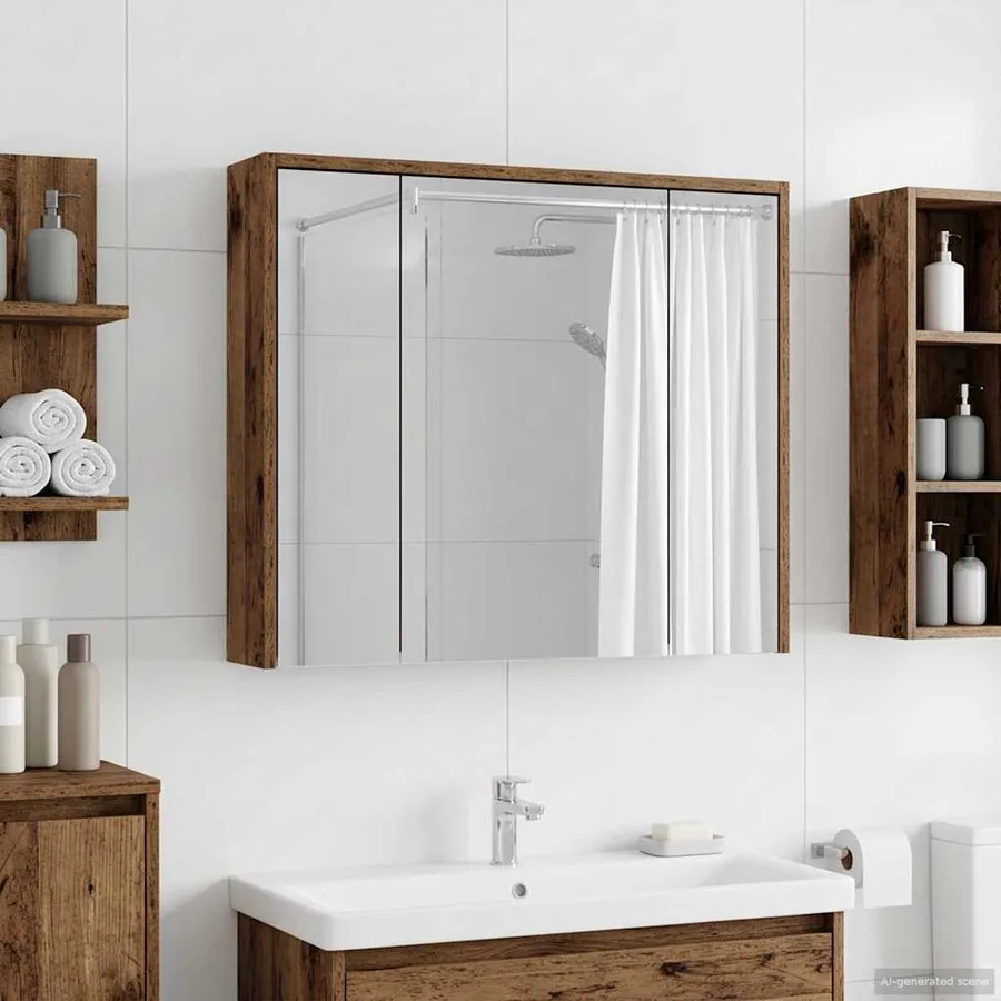 Armoire Miroir de Salle de Bain Bois ancien 73,5 x 16 x 62,5 cm - 4