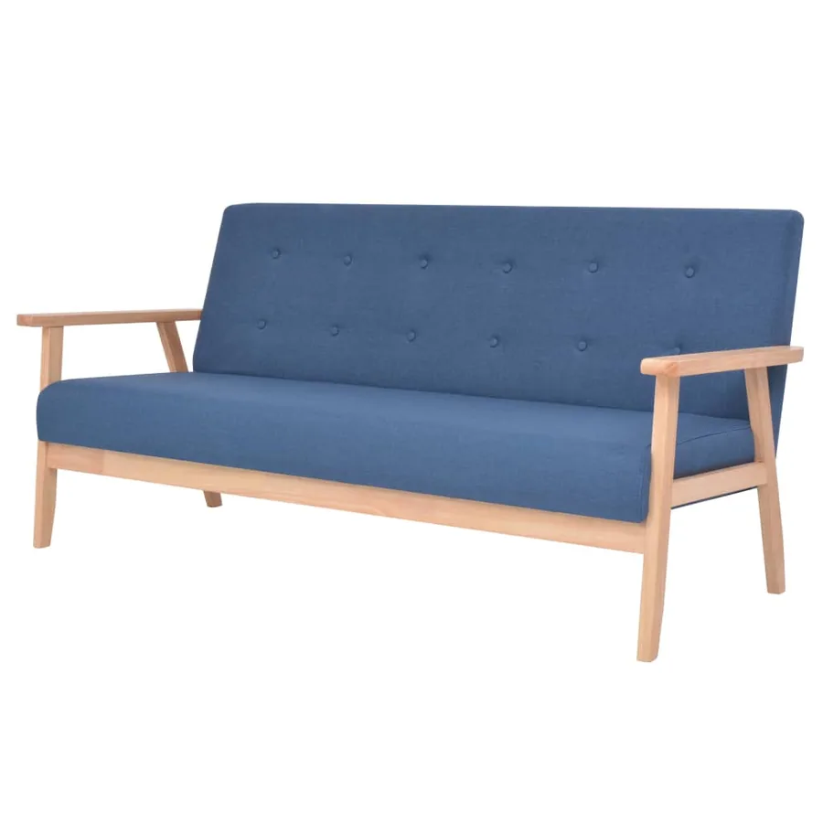 Ensemble de canapés 3 pcs Tissu Bleu - 2