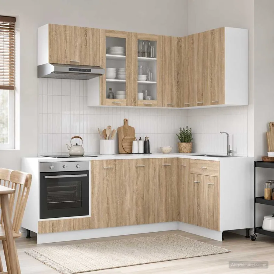 Unité de cuisine LYON 8 pcs Chêne Sonoma Bois d'ingénierie