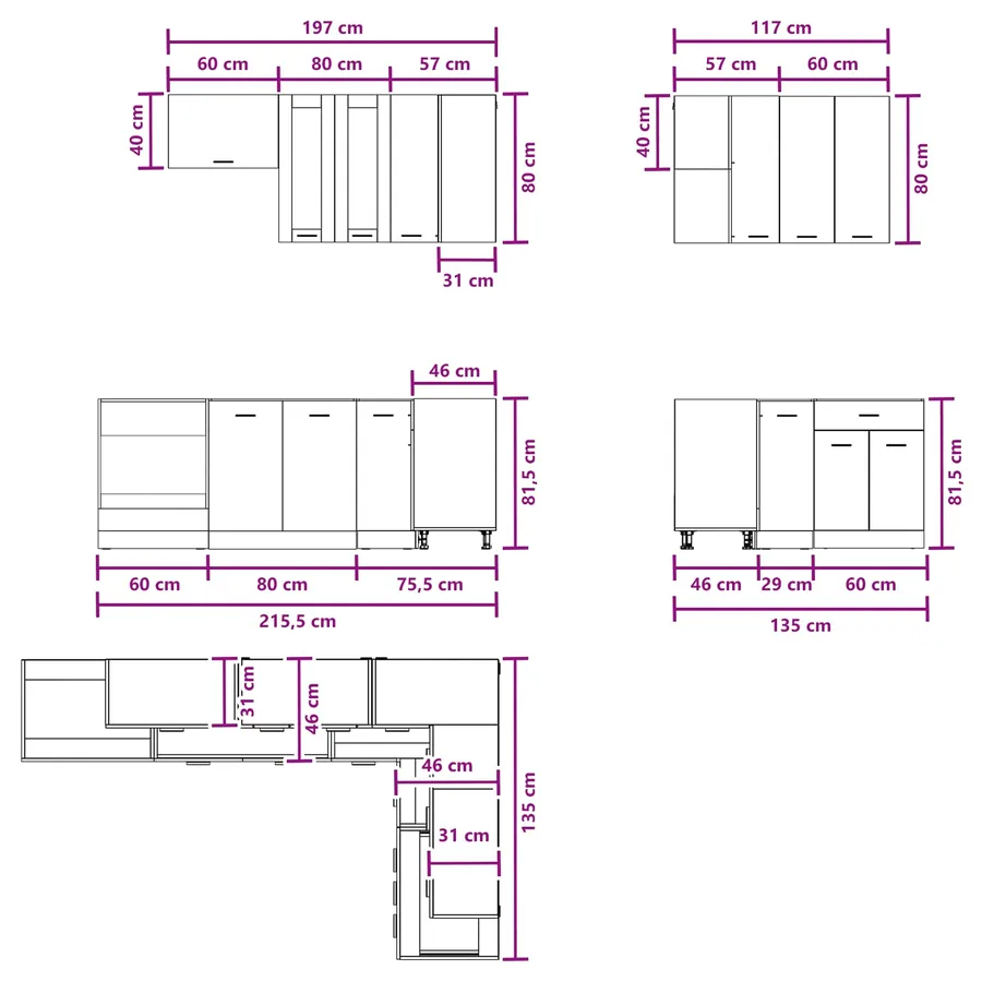 Unité de cuisine LYON 8 pcs Chêne Sonoma Bois d'ingénierie - 7
