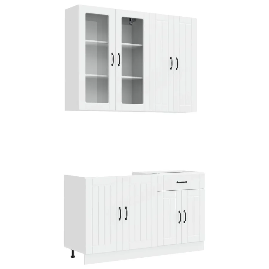 Unité de cuisine LUCCA 4 pcs Blanc brillant Bois d'ingénierie - 2