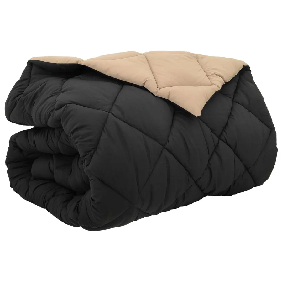 Duvet d'hiver Noir et Taupe 200 x 200 cm Microfibre - 2
