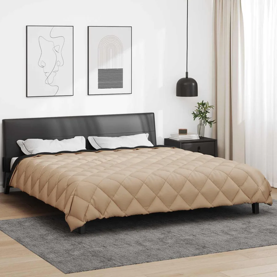 Duvet d'hiver Noir et Taupe 200 x 200 cm Microfibre - 4