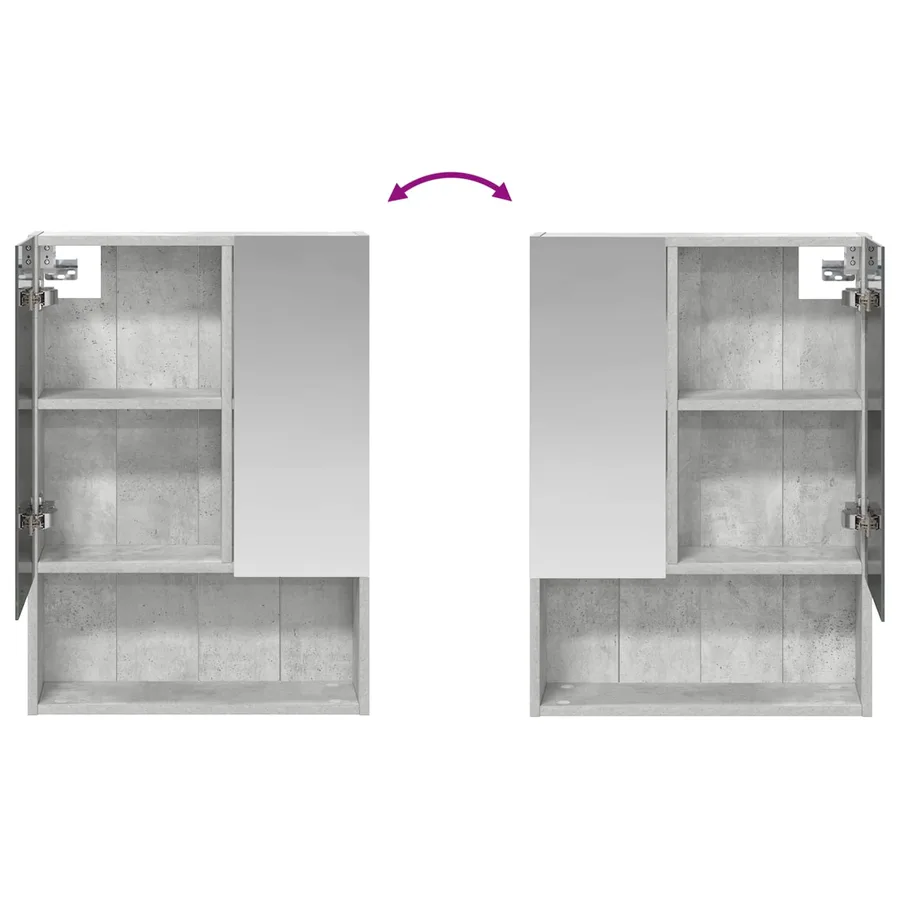 Armoire Miroir de Salle de Bain Gris béton 50 x 14,5 x 70 cm - 8