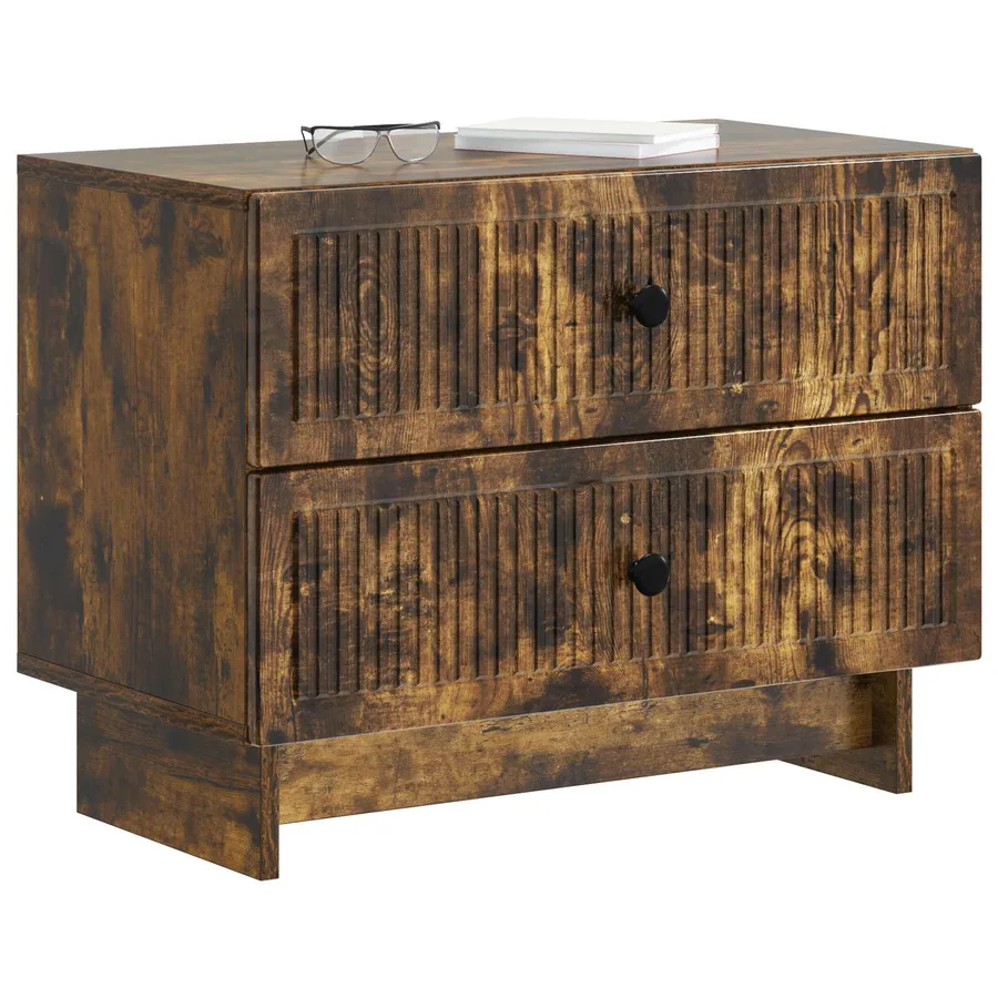 Cabinet de chevet avec tiroir Chêne fumé 62 x 34,5 x 47,5 cm - 3