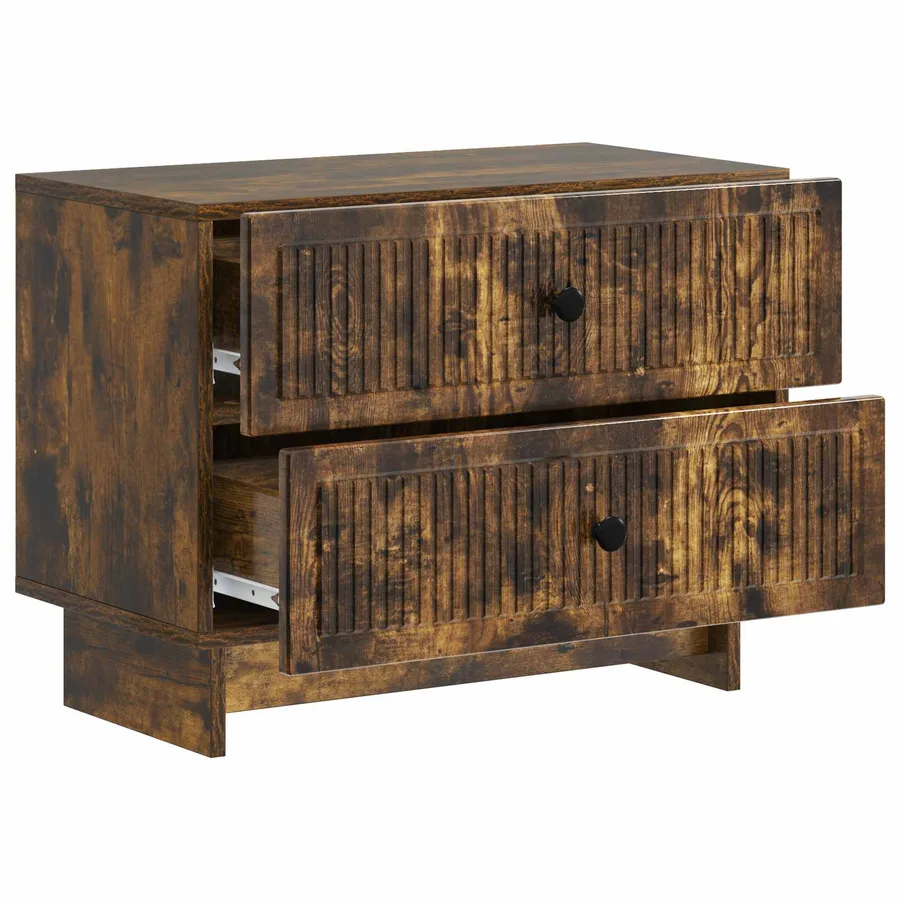 Cabinet de chevet avec tiroir Chêne fumé 62 x 34,5 x 47,5 cm - 4