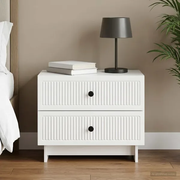 Cabinet de chevet Blanc 62 x 34,5 x 47,5 cm Bois d'ingénierie