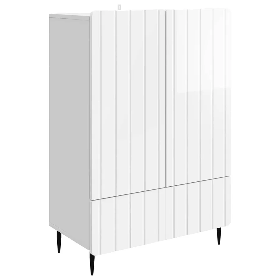 Buffet Blanc brillant 66 x 34,5 x 97 cm Bois d'ingénierie - 2