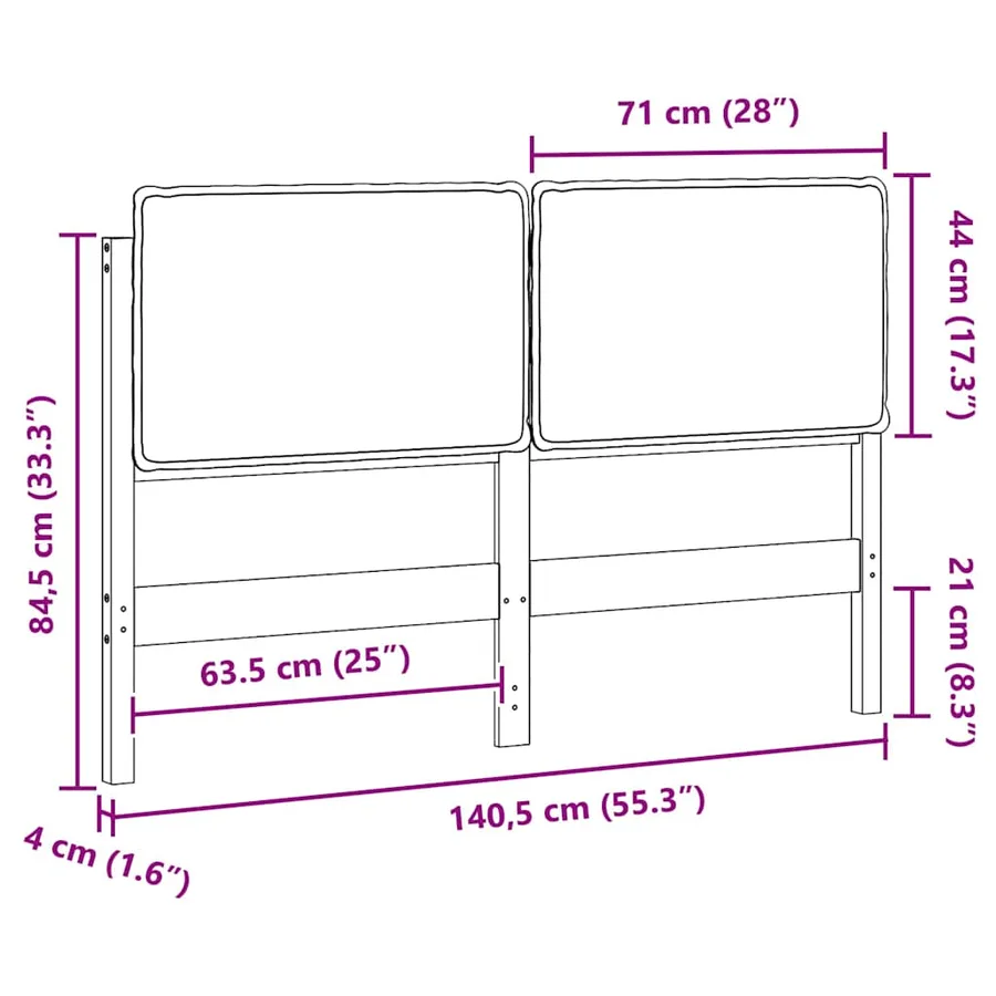 Tête de lit capitonnée Gris Naturel et Clair 135 cm Pin massif - 13