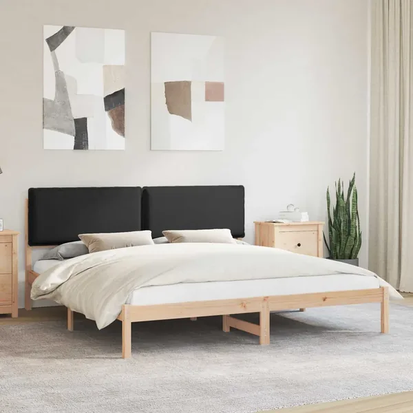 Cadre de lit avec tête de lit rembourrée Noir 200 x 200 cm