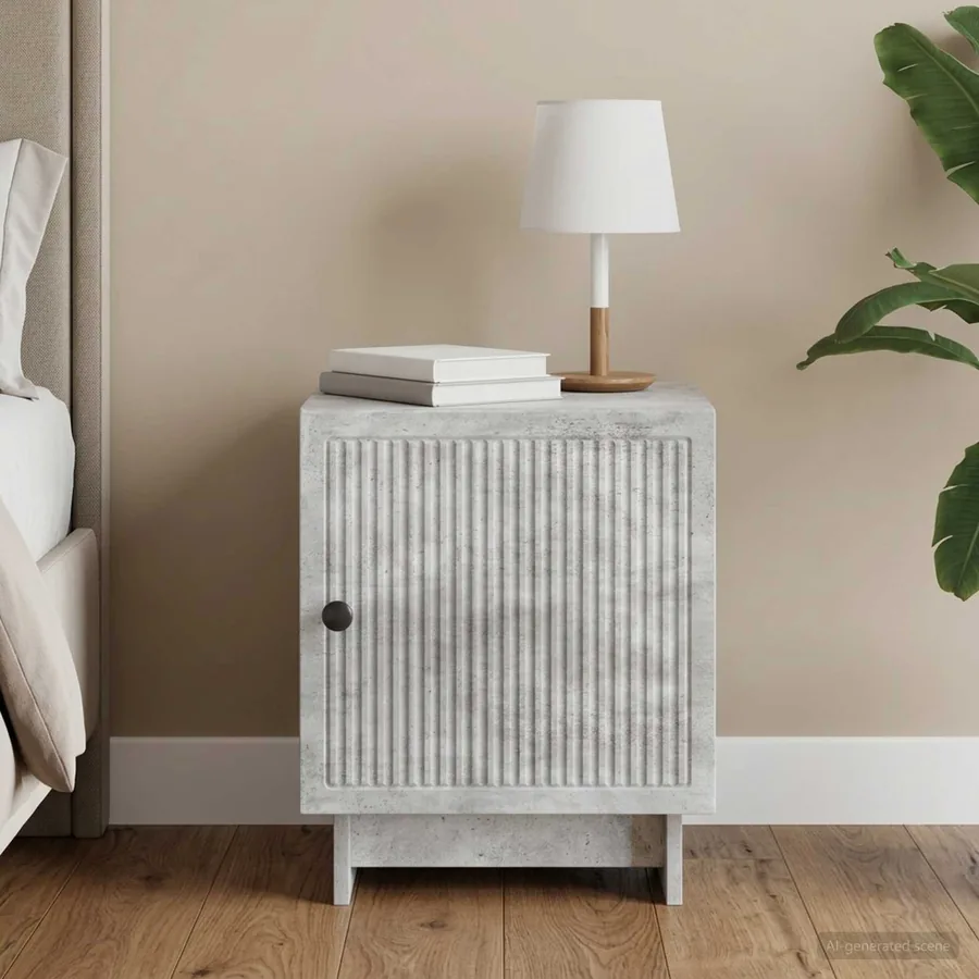 Cabinet de chevet Gris béton 43 x 34,5 x 50 cm