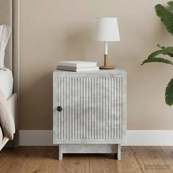 Cabinet de chevet Gris béton 43 x 34,5 x 50 cm