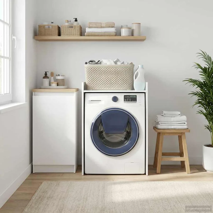 Armoire pour machine à laver Blanc 67,5 x 48 x 97 cm - 4