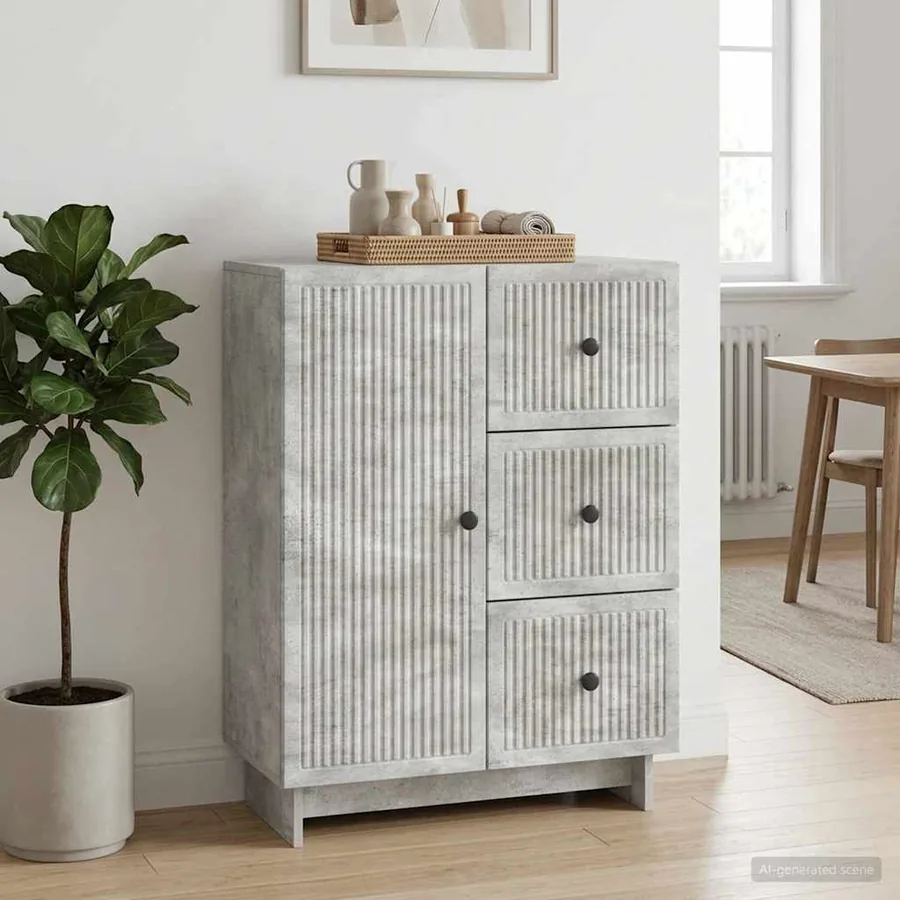Buffet Gris béton 66 x 34,5 x 90 cm Bois d'ingénierie
