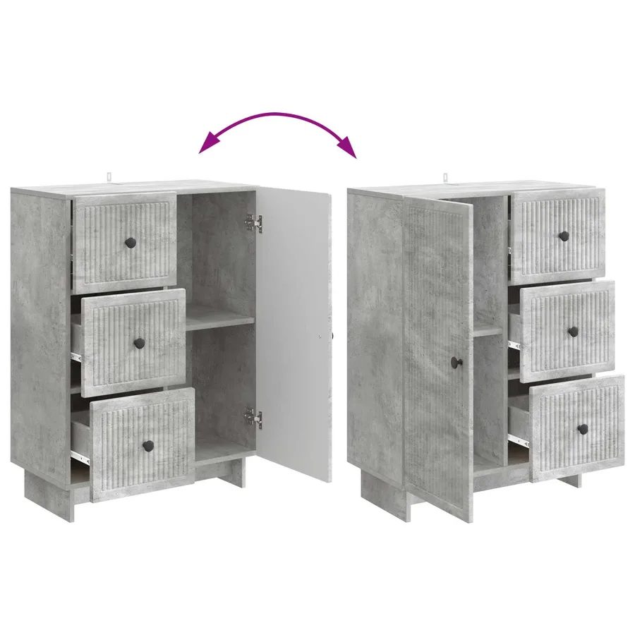 Buffet Gris béton 66 x 34,5 x 90 cm Bois d'ingénierie - 10