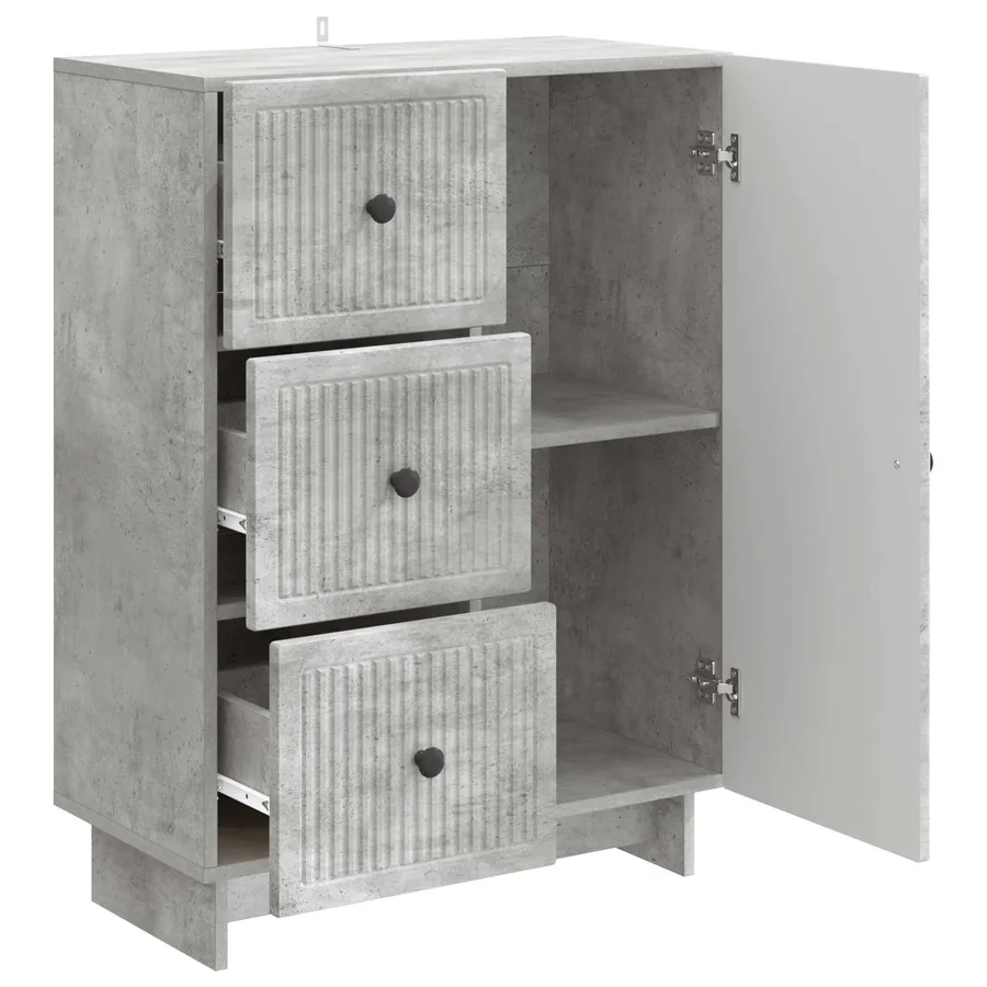 Buffet Gris béton 66 x 34,5 x 90 cm Bois d'ingénierie - 5